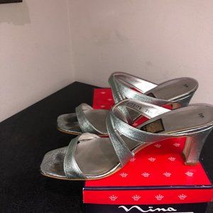 Light Green Sparkly Heeled Sandals